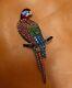 Antique Early 1900's 900 Silver Enamel Crystal Parrot Pin Brooch Rare