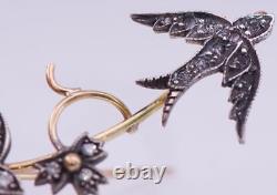 Antique Empire Love Birds Brooch 18k Gold and Diamonds c1905 Boxed