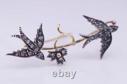 Antique Empire Love Birds Brooch 18k Gold and Diamonds c1905 Boxed