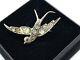 Antique French 900 Silver Diamond Paste Swallow Bird With Red Eye Brooch 7.3 Gr