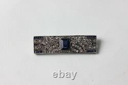 Antique French Paste Art Deco Sterling Silver Pin Brooch 1925 Paris Signed