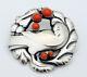 Antique Georg Jensen Denmark Dove Pin Brooch In Sterling Silver With Coral #123
