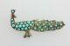 Antique Had Carved Turquoise Inlay Sterling Silver 925 Peacock Bird Brooch Pin