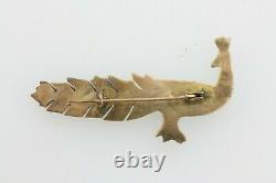 Antique Had Carved Turquoise Inlay Sterling Silver 925 Peacock Bird Brooch Pin