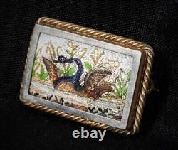 Antique Micro Mosaic / Micromosaic Gorgeous Goose Brooch Pin Vintage