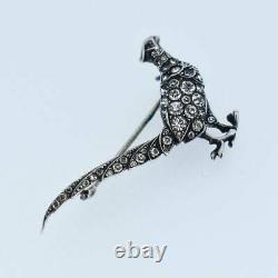 Antique Pheasant Bird Paste Sterling Silver Brooch Pin Victorian