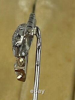 Antique Rare 18k 750 White Gold & Diamonds Bird Stick Pin Brooch