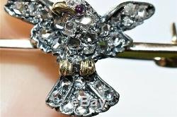 Antique Rose Cut Diamond Bird Brooch