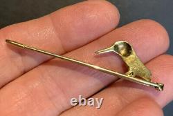 Antique, Solid 15ct Rose Gold, Natural Cultured Pearl & Enamel Kingfisher Brooch