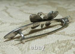 Antique Solid Silver Enamel Butterfly Brooch UK Hallmark 1917 Adie & Lovekin Box