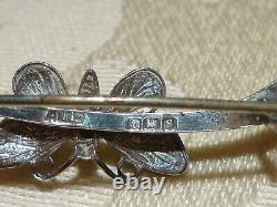 Antique Solid Silver Enamel Butterfly Brooch UK Hallmark 1917 Adie & Lovekin Box