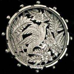 Antique Sterling Silver Adie & Lovekin A&l Birmingham Engraved Bird Brooch Pin