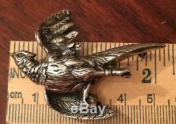 Antique Sterling Silver Bird Pheasant Brooch Game Hunting Pin Art Nouveau Vtg