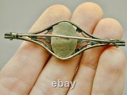 Antique Super Fine Sterling Silver Micro Mosaic Bird Pin Brooch