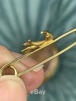 Antique Swallow Bird Pearl 14k Pin Or Brooch