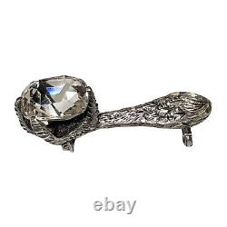 Antique Tested Silver Phenomenal Bird Claw Talon Brooch Faceted Crystal As Found