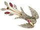 Antique Victorian 0.23ct Ruby And 0.70ct Diamond 10ct Yellow Gold Bird Brooch