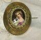 Antique Victorian Cameo Portrait Bird Hand Painted Porcelain Gold Rg Brooch Pin