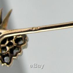 Antique Victorian French 18K Gold Diamond Ruby Parrot Bird Head Stick Pin Brooch