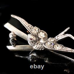 Antique, Victorian Silver black dot paste swallow, swift, bird, brooch/pin C1860