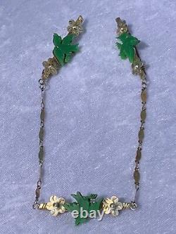 Antique Victorian Triple Silver Uranium Glass Bird Collar Brooch Set