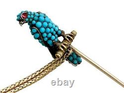 Antique Victorian Turquoise Ruby and Diamond 18Carat Yellow Gold'Falcon' Brooch