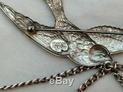Antique Vintage 3 BIRDS Art Deco Style Sterling Silver Jewelry Truart Pin Brooch