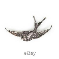 Antique Vintage Art Nouveau 925 Sterling Silver Figural Sparrow Bird Pin Brooch