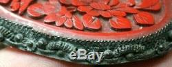 Antique Vintage Carved Cinnabar Love Birds Brooch Slide Jewellery China Stamp