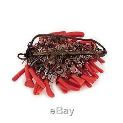 Antique Vintage Georgian Brass Branch Button Salmon Coral Birds Nest Pin Brooch