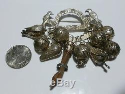 Antique Vintage Hand Made 900 Silver Wood Corn Maze Bird Charm Brooch Pin