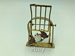 Antique Vintage Sterling Silver & Glass Birds Cage Brooch Pin Marked Gift