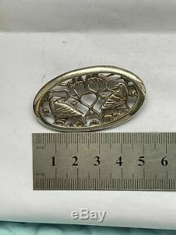 Antique Vintage Sterling Silver Victorian Edwardian Dove Love Birds Brooch Pin
