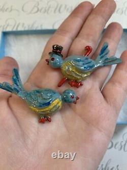 Antique brooch 2Ps Set Mr and Mrs couple of birds Vintage 1930s-1940s Very Rare