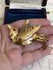 Antique Brooch Bird Red Eye Gold Color Vintage 1900s Rare For Collection