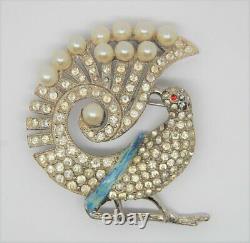 Art Deco Bird Peacock Pheasant Pot Metal Vintage Figural Pin Brooch 1930s