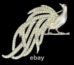Art Deco Sterling Silver Peacock Bird of Paradise Brooch Vintage Jewelry