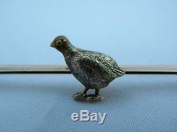 BEAUTIFUL VINTAGE 15ct GOLD & PLATINUM QUAIL GAME BIRD BAR BROOCH