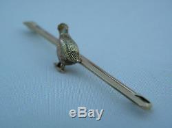 BEAUTIFUL VINTAGE 15ct GOLD & PLATINUM QUAIL GAME BIRD BAR BROOCH