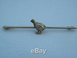 BEAUTIFUL VINTAGE 15ct GOLD & PLATINUM QUAIL GAME BIRD BAR BROOCH