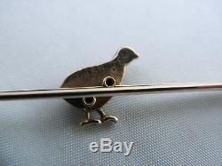 BEAUTIFUL VINTAGE 15ct GOLD & PLATINUM QUAIL GAME BIRD BAR BROOCH