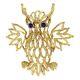 Brooch 18k Yellow Gold Night Owl Bird Blue Lapis Pin Estate Jewelry Vintage