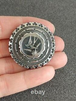 Beautiful Antique Victorian Sterling Silver Swallow Bird Mourning Brooch Pin