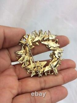 Beautiful vintage MFA Museum Of Fine Arts Birds Gold Silver Tone pin brooch