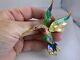 Bird Hummingbird Pave Aurora Crystal Enamel Graziano Vintage Gold Brooch V-8925