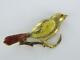Bird Pin Brooch 18k Yellow Gold Vintage Enamel Animal Red Tail Collector Antique