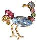 Brooch Pin Austrian Crystal Ostrich Bird Vintage Jewelry'miriam Haskell Design