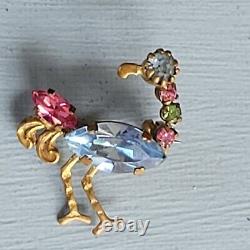 Brooch Pin Austrian Crystal Ostrich Bird Vintage Jewelry'Miriam Haskell Design