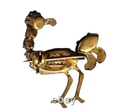 Brooch Pin Austrian Crystal Ostrich Bird Vintage Jewelry'Miriam Haskell Design
