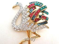 CAROLEE Duchess Of Windsor Flamingo Brooch With Crystals Pin Vintage Bird 1992